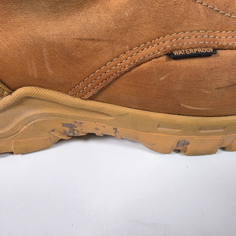 Carhartt Waterproof Work Boots Men's 12 Brown Leather Soft Toe Lace Up Workwear